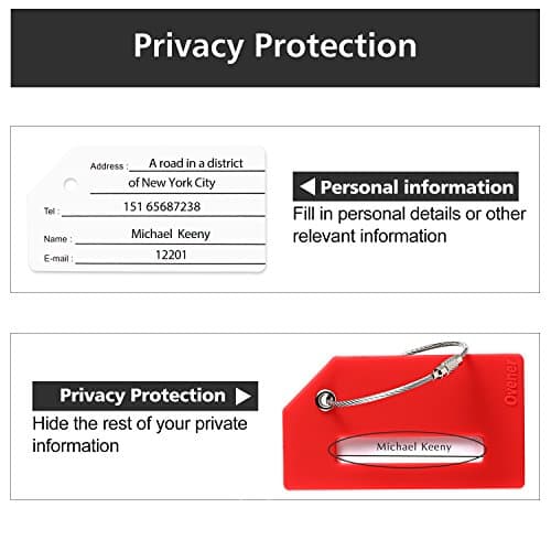 2Pack Luggage Tag with Name ID Card, Red Silicon Luggage Tags to Suitcase — view 2