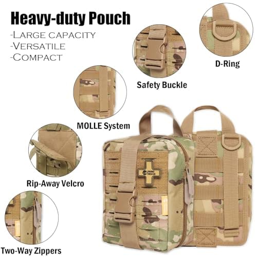 RHINO RESCUE Tactical First Aid Kit, Molle IFAK Medical Pouch, Camouflage — view 2