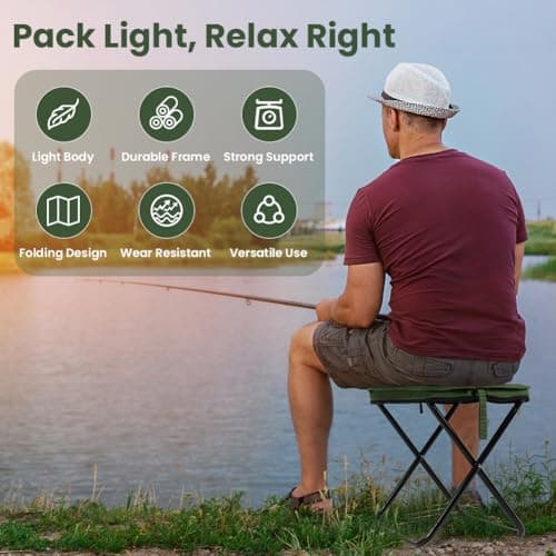 AOOSA Camping Stool, Portable Folding Stool, 32.5×26×31cm - Green — view 6