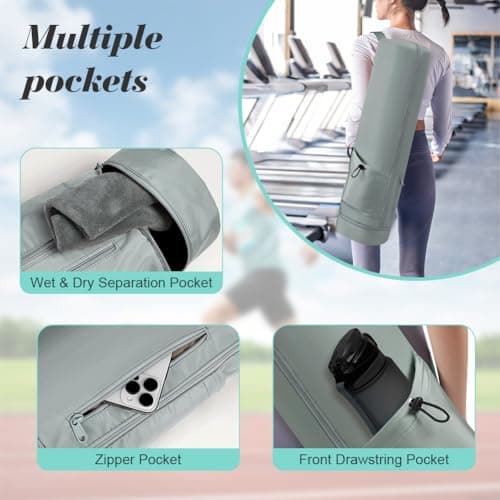 Aucuu Yoga Mat Bag, Yoga Mat Carrier with Pockets Watreproof, Yoga Mat Bag Large with Adjustable Carry Strap, Bottle Pocket and Wet Compartment, Yoga Mat Carry Bag, Gym Pilates Bag for Women Men — view 4