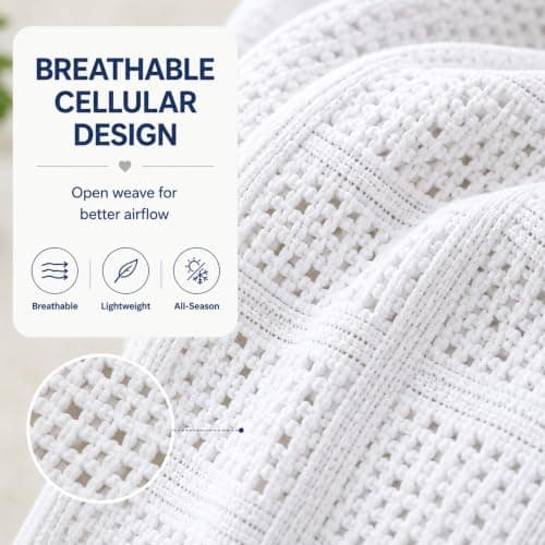 DUDU N GIRLIE Baby Pram Cellular Blanket, Moses Basket, White, 90x70cm — view 3