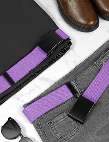LXMY Belts for Men,Work Belts for Men,Mens and Womens Adjustable Canvas Fabric Nylon Golf Belt Fits Anywhere (Purple) — view 5