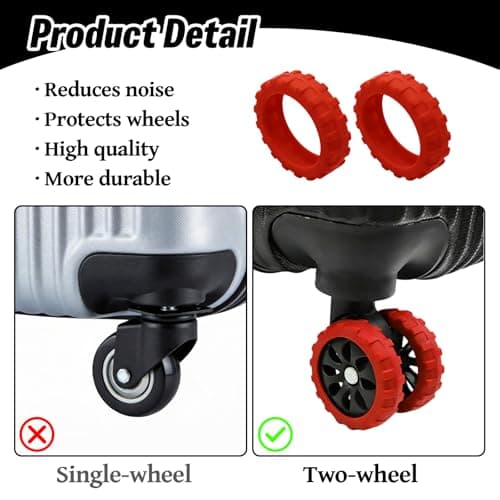 PureSphere 8 Pack Silicone Luggage Wheel Protectors, Red Anti-Scratch — view 4