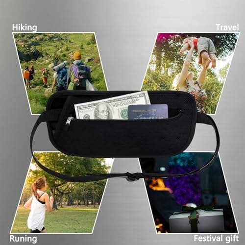 Money Belts for Travel Hidden Women Men with 2 Pockets RFID Blocking — view 4