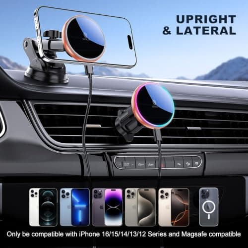 MOKPR for Magsafe Car Mount Charger, 15W Magnetic Wireless Car Charger — view 2