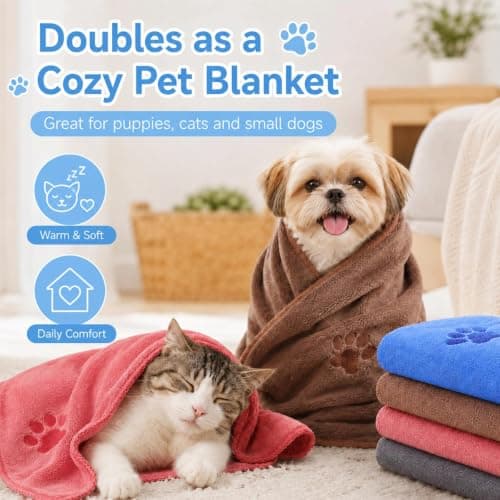4 Pack Dog Towels, Microfiber Towels Super Absorbent Quick Dry for Pets — view 6
