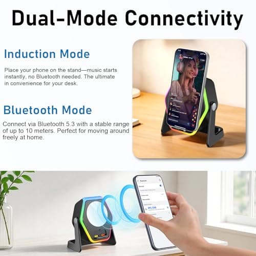 Gifts for Men, Wireless Induction Speaker,5in1 Phone Speaker Amplifier — view 3