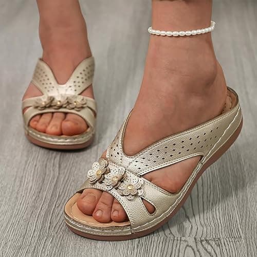 Extra Wide Fit Sandals For Women Wide Width Sandals For Swollen Feet,Sliders Shoes Breathable Fabric,Foldable For Travel,Textured Tread,Daily Urban Commute — view 2