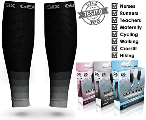 Physix Compression Calf Sleeve, Replaces Women's Compression Stockings and Men's Compression Socks for Crossfit, Triathlon, Plane Travel (1 Pair Black/Grey S/M - M/L), Black/Grey (1 Pair), S/M - M/L | — view 6