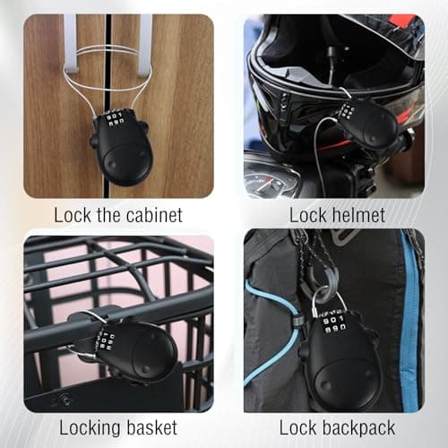 3 Digit Cable Combination Lock,50x70mm Luggage Locks with 75cm Retractable Cable,Black Mini Wire Combination Lock Padlocks,Security Password Lock for Bike Helmet Travel Suitcase Toolbox Lockers — view 6