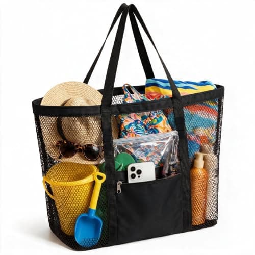 Dveezull Mesh Beach Bag, Beach Tote Summer Casual Personalised Shoulder Bag