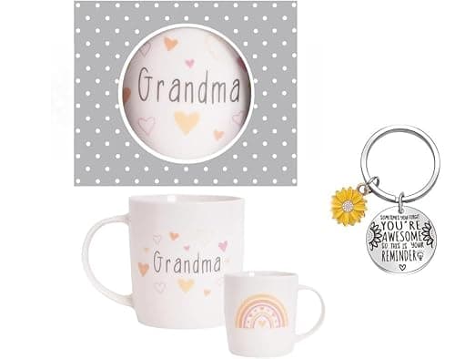 OM Print Hub Grandma Coffee Tea Mug Gift from Grandchildren, Grandson, Granddaughter, Birthday Gift, Christmas, Mother’s Day New Bone China 12oz (Grandma)