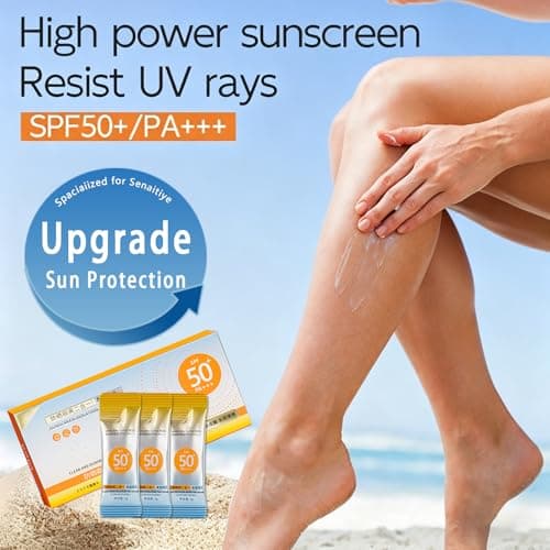 50Pcs Mini Sunscreen Travel Size for Face & Body,SPF50+ PA+++,Lightweight and Non-Greasy,Waterproof Bulk Sunscreen for Summer Beach and Outdoor,Vacation,Daily Use (1ml Each) — view 2