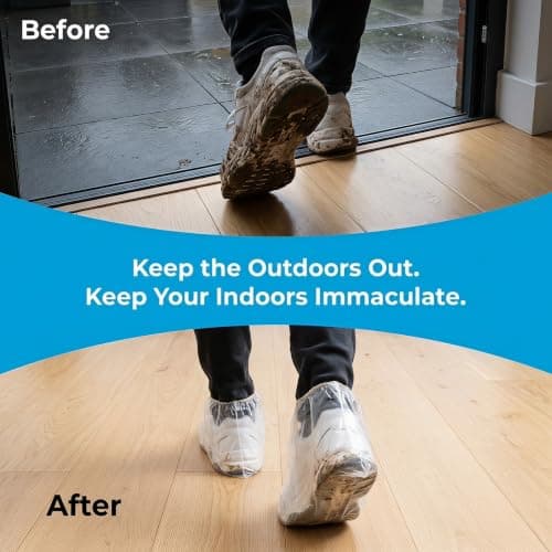 15 Pairs Reusable Waterproof Shoe Covers, Thick Non-Slip Clear Overshoes — view 2