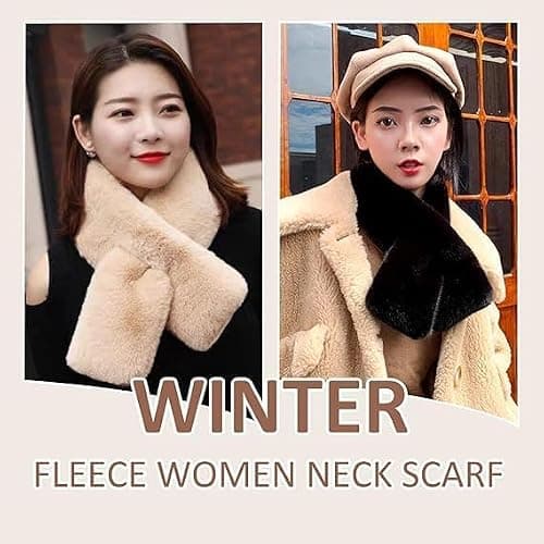 Spunklad Womens Winter Fleece Warm Scarf, Black Soft Neck Warmer — view 6