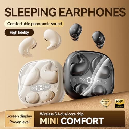 Sleep Headphones, Noise Cancelling Earbuds for Sleep, Mini Wireless Earbuds Bluetooth 5.4 with 76H Battery Life for Side Sleeping Travel or Relaxation (Purple) — view 3