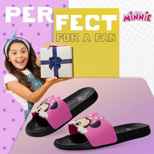 Disney Stitch Sliders for Girls Shower Beach Pool Shoes Slip On for Holiday Travel Summer Slippers Stitch Gifts for Girls (Pink Minnie, 12/13 UK) — view 3
