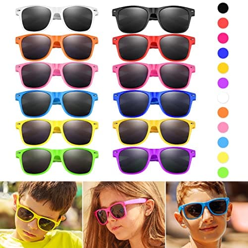 Morcheiong 12 Pack Neon Colors Sunglasses，Sunglasses Party Favors Goody Bag Fillers Fun Gift for Birthday Party Beach Pool Party — view 6