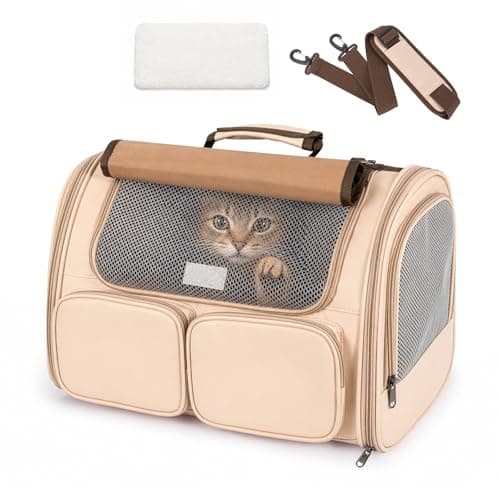 Cat Carrier Airline Approved, Soft Sided Pet Carrier with Expandable Fleece Mat, 4 Mesh Windows, 4 Storage Pockets, Adjustable Shoulder Strap, Travel Bag for Cats, Kittens, Puppies and Small Dogs — view 2