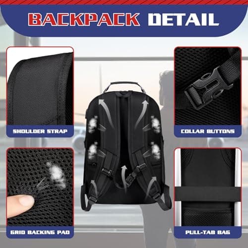 Z-MGKISS Extra Large Travel Backpack, 17.3" TSA-Approved Rucksack with USB Port, Anti-Theft Business & College Bag Fits 17" Laptop, Dark Blue — view 4