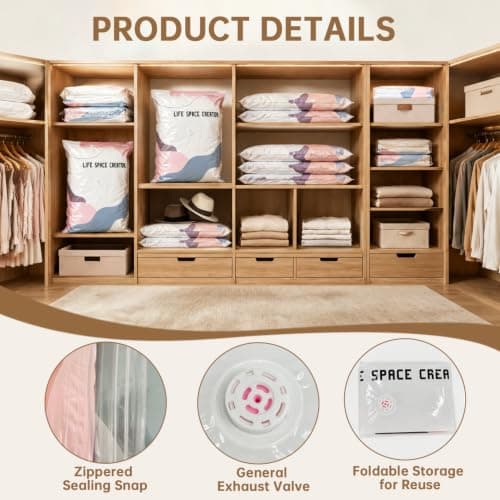 No Pump Vacuum Storage Bags with Zip Large Better Life Space Creator Travel Bag Ziplock Suction Pack Moving Compression Bags for Clothes, Blanket, Down Quilt (27.56 * 19.69 * 11.81 inch,3PCS） — view 3