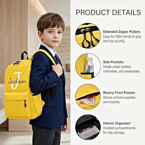 Personalised Kids Backpack, Custom Children's Backpack, Navy Blue, Medium — view 4