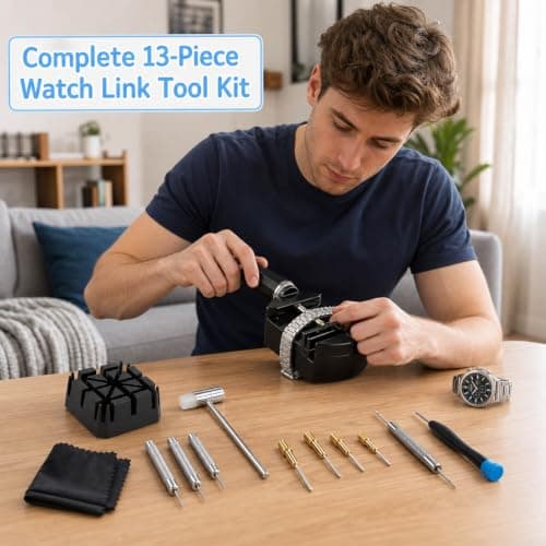 QhgPnt Watch Strap Removal Tool, Complete tool Kit for Home Adjustments and Professional Repairs, Watch Link Removal Tool with Pin Removal Components for Bracelet Maintenance — view 5