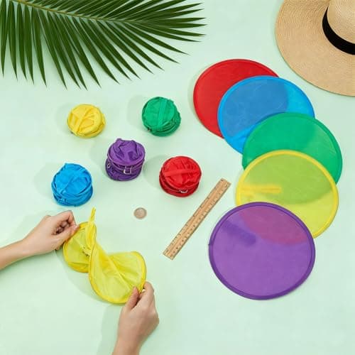 BENECREAT 20 Pack Foldable Hand Fans, 9.41 Inch/ 23.9cm Portable Folding Fans with 5 Mixed Colors, Polyester Handheld Cooling Fans for Outdoor Events Travel and Summer Activities — view 3