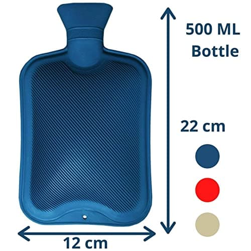Mini Hot Water Bottles Pack of 3 – 500ml Each Small Natural Rubber Hot Water Bags for Pain Relief, Menstrual Cramps, Muscle Aches & Warmth – Leakproof Hot Water Bottle Set (Assorted Colours) — view 5
