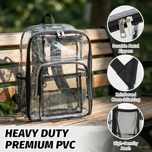 Wrbugukeji Clear Backpack, Transparent Daypack, PVC Waterproof See Through Rucksack See Through Crossbody Bag for Work Travel Concert Sports Unisex(43x31x15cm) — view 3