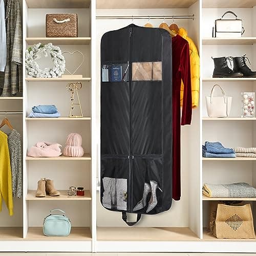 Univivi Long Dress Bag, Dress Cover for Travel, 60in Garment Bag, Black — view 5