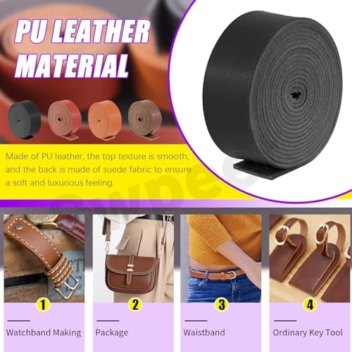 Swpeet Leather Strap for DIY Craft Projects (Black) — view 4