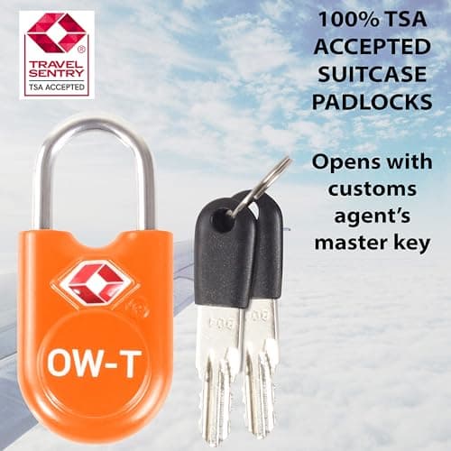 OW-Travel Suitcase Locks with Keys, TSA Approved Luggage Padlocks, Orange 2 — view 5
