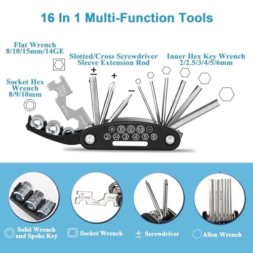 KITBEST Bike Tool Puncture Repair Kit, Portable Bicycle Multi Tools & Pump — view 3