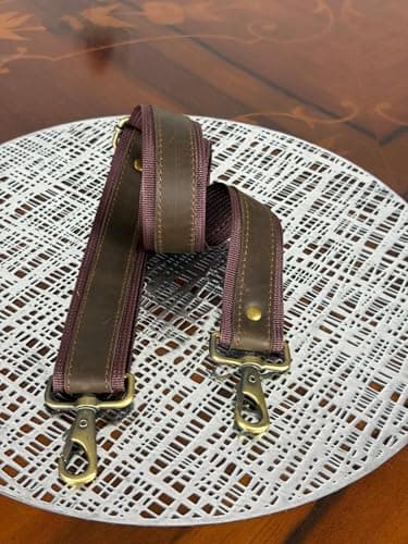 Dorset Hide Replacement shoulder 3.8cm wide bag straps (Ad-on leather maroon) — view 2