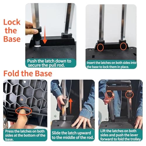 Backpack Trolley with 5 Swivel Wheels, Large Base Folding Luggage Cart — view 6