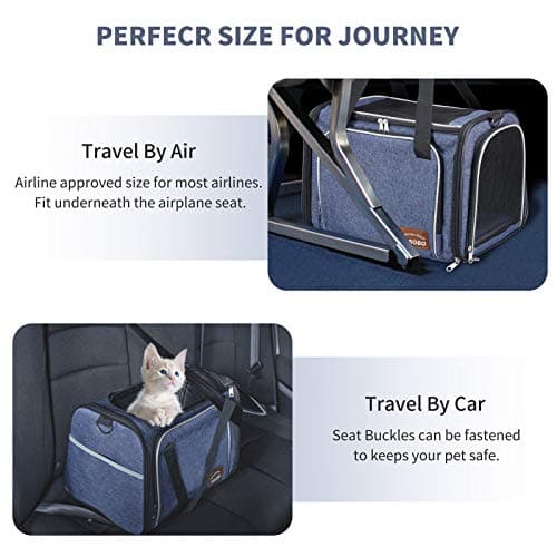 Cat Carrier Bag in Denim Fabric, ENSOBO Pet Transport Bag — view 3