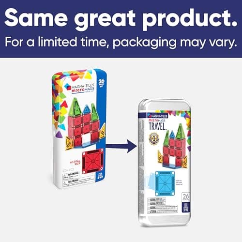 Magna-Tiles microMAGS 26-Piece Travel Magnetic Construction Set – Bold Colors, The Original Magnetic Building Brand — view 2