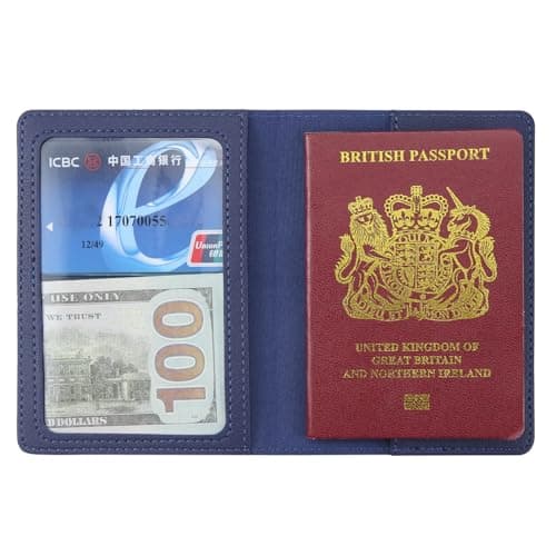 ILIYAH PU Leather Passport Holder Cover for Women Men Credit Cards Boarding Passes Travel Wallet Case(Navy) — view 2