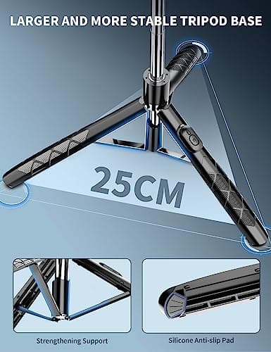 71" Phone Tripod & Selfie Stick, All in One Extendable Cell Phone Tripod with Wireless Remote, Travel Tripods Stand for iPhone 360° Rotation Compatible with iPhone Android, Camera — view 3