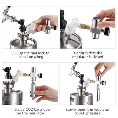 WELLBOM 0-60 PSI Mini Keg Regulator, Portable CO2 Charger Regulator — view 5