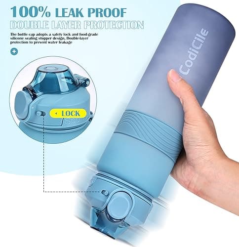 CodiCile Water Bottle, BPA Free 1l Water Bottle Leak Proof Drinks Bottle, Large Sports Bottle Great for Gym, School, Office and Travel (Light Dark Blue) — view 4