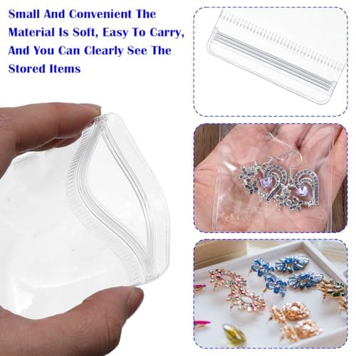 Sorcristy 5 Sizes Jewellery Bags, 50Pcs Jewellery Pouches Small with Self-Sealing Zipper Anti Tarnish Jewelry Storage Bags for Rings, Earrings, Bracelets, Small Packaging — view 3