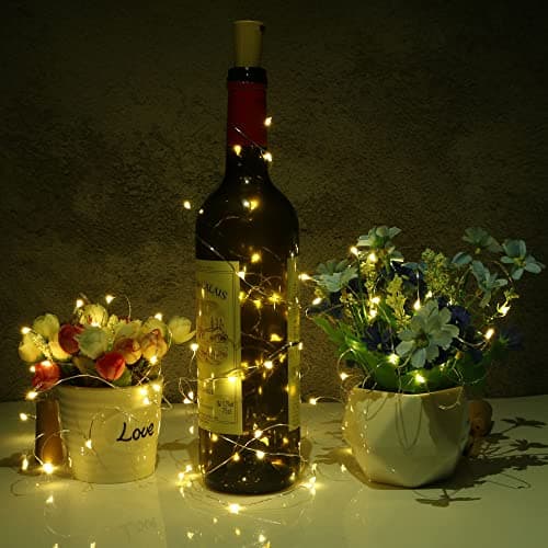 Vicloon Bottle Lights,10 Packs 2M 20 LED Cork Lights for Bottles,LED Bottle Light, Battery Operated Bottles Light,Cork Shape Silver Wire Fairy Mini String Lighte for Party,DIY,Decoration (Warm White) — view 6