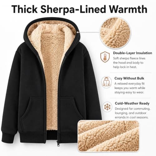 aokavise women's clothing,Fleece Jacket Women 2026 Casual Hoodies Jackets Sweatshirts Trendy Lightweight Ladies Wool Winter Coat Comfy Fashion Zip Up Travel Hoodie Warm Fall Women's Jumpers Orange — view 3