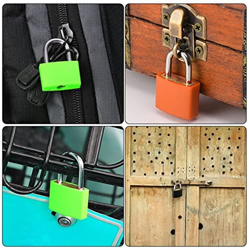 2PCS Suitcase Locks with Keys, 23mm Coloured Luggage Locks Suitcase Padlocks Mini Keyed Padlocks Travel Lock Small Padlocks for Suitcases Luggage Gym Locker Bag Rucksack School (Orange & Green) — view 6