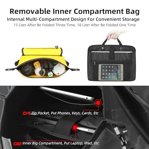 Rhinowalk Motorcycle Saddlebag 15L Waterproof Luggage Bag Quick Release Motorcycle Side Bag Fits Most Adventure and Sports Bike Motor Racks(Black, 1 Pack) — view 4