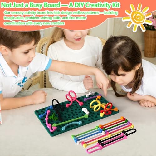 Sensory Activity Board for Kids&Adults, Silicone Fidget Toy for Travel Airplane Car, Quiet Busy Board for Autism ADHD Anxiety Relief, Silent Classroom Toy, Stocking Fillers Gift for Boys Girls — view 3
