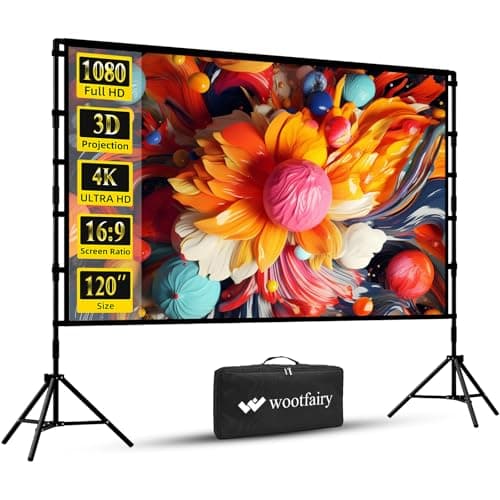 Wootfairy 120 inch Projector Screen and Stand with Carry Bag 4K HD Screen