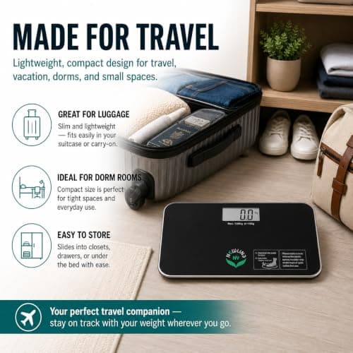 NewlineNY SBB0718M-NYBK Step-On Mini Travel Bathroom Scale, Cool Black — view 4